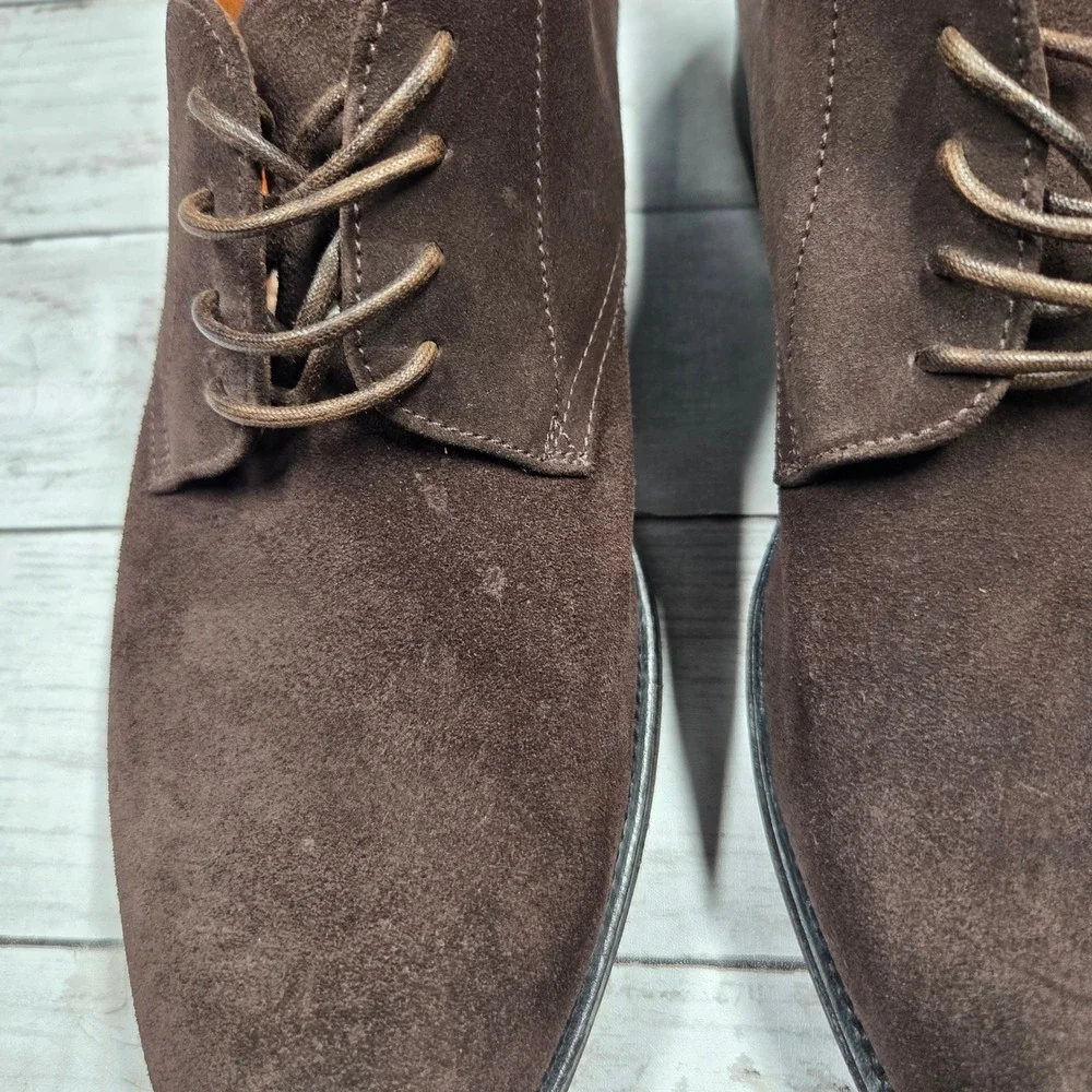 Aquatalia Suede Derby Dress Shoes Italian Brown Mens Size 10.5 Lace Up Round Toe